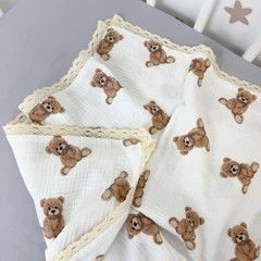 Літній дитячий плед з мусліну 90х70 см Oh My Kids "Brown Bears"