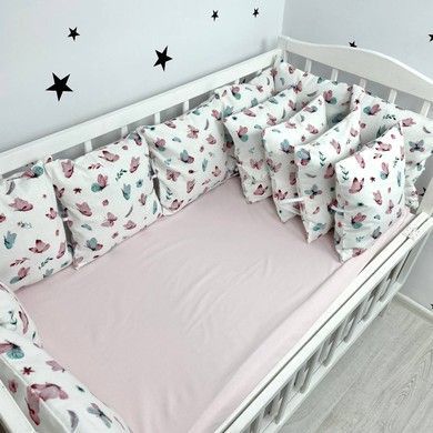Бортики подушки 12 шт со съемными наволочками Oh My Kids "Бабочки" фланель