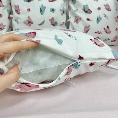 Бортики подушки 12 шт со съемными наволочками Oh My Kids "Бабочки" фланель