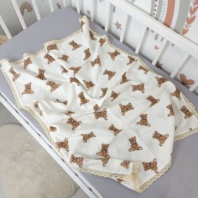 Літній дитячий плед з мусліну 90х70 см Oh My Kids "Brown Bears"