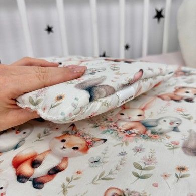 Комплект в коляску: простирадло+подушка Oh My Kids "Зайчики Лисички"