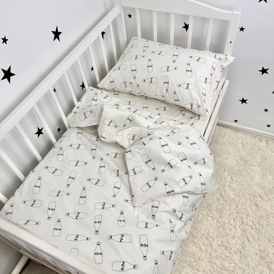 Постільна білизна в дитяче ліжечко 120х60 см Oh My Kids &laquo;Milk Bottles&raquo;