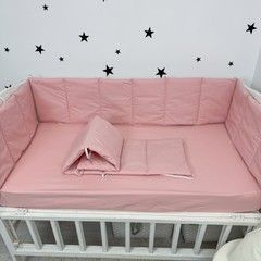 Бортик 180х30 см в детскую кровать Oh My Kids розово-пудровый