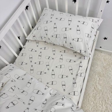 Дитяче простирадло на гумці в ліжечко 120х60 см Oh My Kids "Milk Bottles"