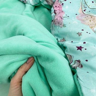 Комплект бортики+плед у дитяче ліжечко 120х60 см Oh My Kids "Единорожки на хмарках"