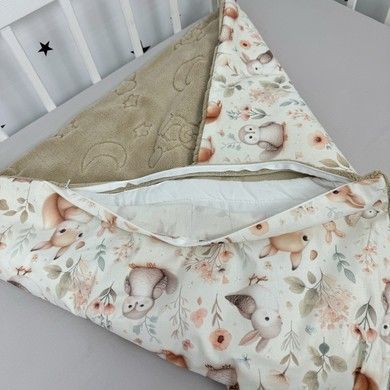 Конверт для новонародженого на виписку Oh My Kids &laquo;Лисички Совенята&raquo; бежевий