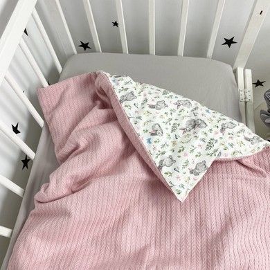 Конверт-плед для девочки в кроватку Oh My Kids "Зайчики" розовый