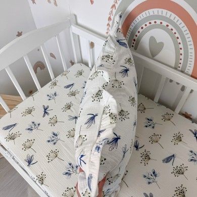 Муслінова наволочка з рюшами 40х60 см Oh My Kids "Dragonfly" блакитний