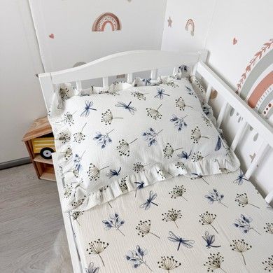 Муслінова наволочка з рюшами 40х60 см Oh My Kids "Dragonfly" блакитний