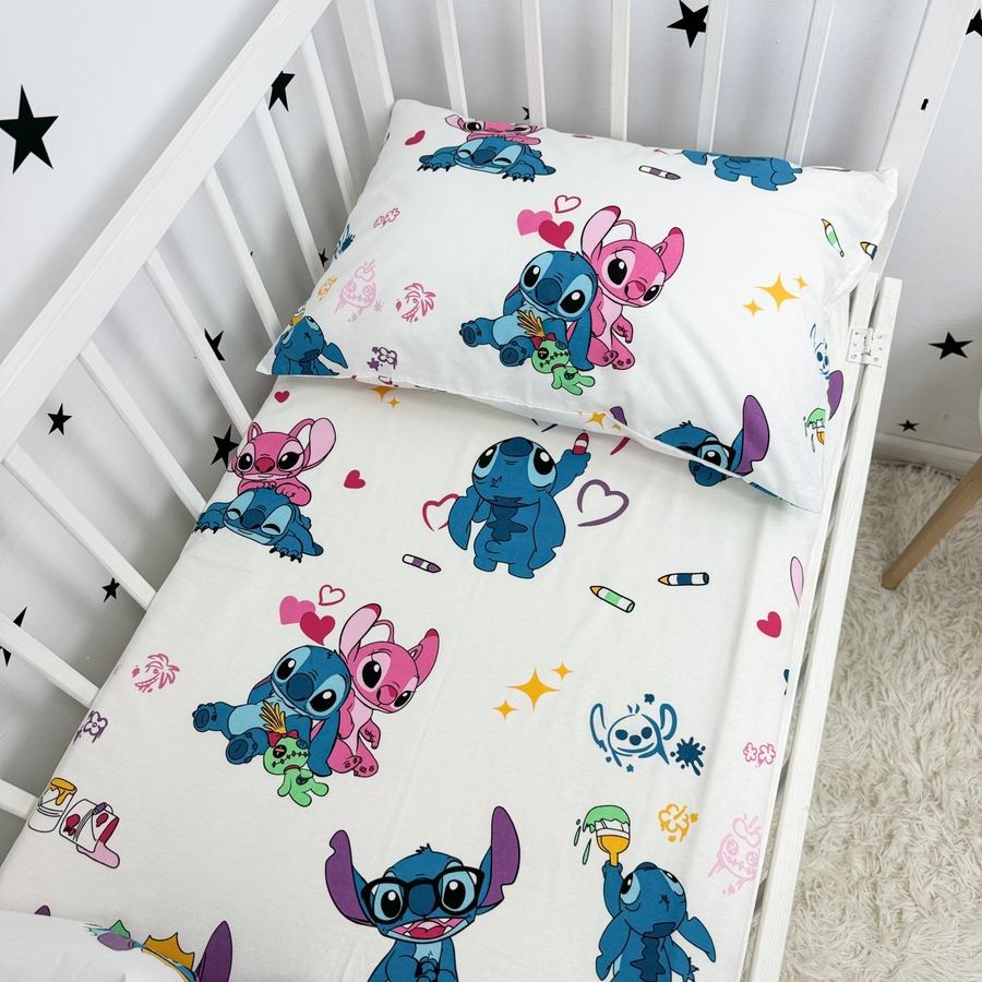 Детская простыня на резинке в кровать 120х60 см Oh My Kids "Стич"