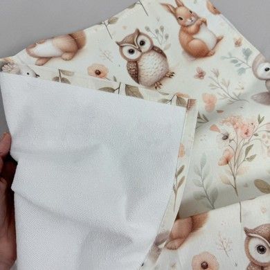 Дитяча непромокаюча пелюшка 50х70 см Oh My Kids &laquo;Лисички Совенята&raquo; бежевий