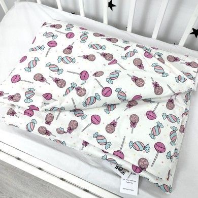 Підковдра дитяча натуральна 120х90 см Oh My Kids "Цукерки" ранфорс рожевий