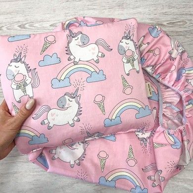 Подушка в коляску Oh My Kids Єдиноріжки 25х30 см