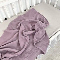 Муслиновый плед в коляску или кроватку Oh My Kids "Бузковий" 120х90см