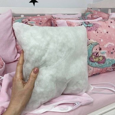Комплект бортики+плед у дитяче ліжечко 120х60 см Oh My Kids "Единорожки" рожевий