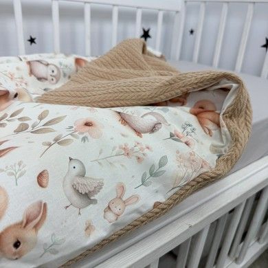 Натуральний дитячий конверт на виписку Oh My Kids &laquo;Лисички Совенята&raquo; бежевий