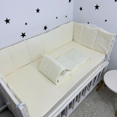 Однотонные бортики в детскую кроватку 120х60 см Oh My Kids Молочный
