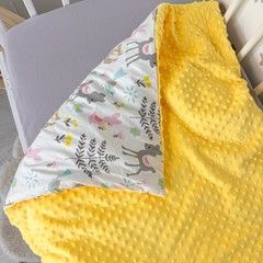 Всесезонное одеяло 100х80 см в кроватку Oh My Kids &laquo;Зверята на лужайке&raquo; желтый