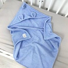Махровий рушник з куточком для новонароджених 70х70 см Oh My Kids Блакитний