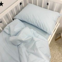 Однотонна дитяча підковдра на молнії 120х90 см Oh My Kids Блакитний ранфорс