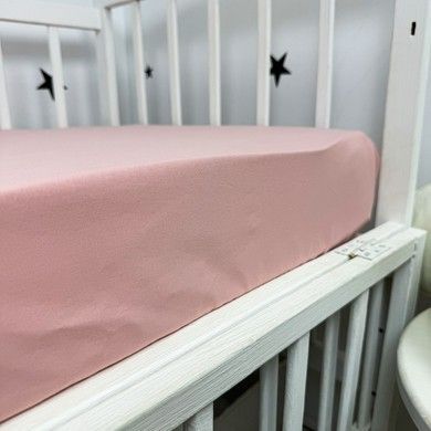 Сатиновый однотонный комплект в кроватку Oh My Kids "Розово-пудровый"