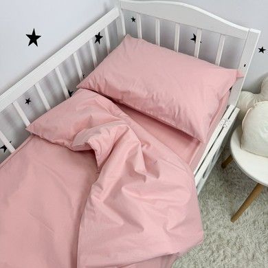 Сатиновый однотонный комплект в кроватку Oh My Kids "Розово-пудровый"