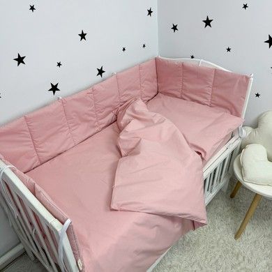 Сатиновый однотонный комплект в кроватку Oh My Kids "Розово-пудровый"