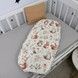 Простирадло на гумці в коляску+подушка Oh My Kids "Лисички Совенята" бежевий