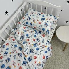 Дитячий комплект постільної білизни для ліжка 120х60 см Oh My Kids "Космос" (підковдра 120х90 см) 100% бавовна