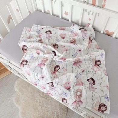 Набір натуральних бавовняних пелюшок 3 шт для дівчинки Oh My Kids "Феї" рожевий
