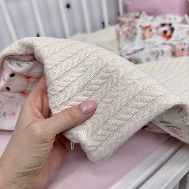 Натуральна дитяча підковдра 120х90 см для дівчинки Oh My Kids "Лисички Зайчики" молочне піке