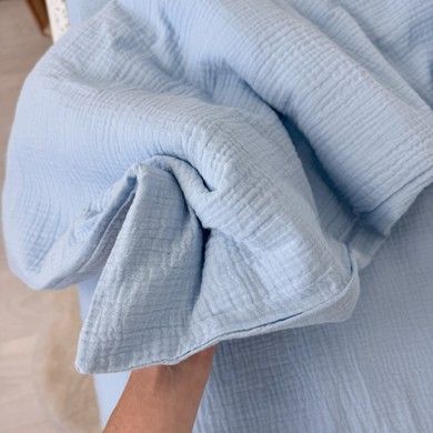 Постільна білизна з органічного мусліну у ліжко 120х60 см Oh My Kids "Sky Blue" блакитний