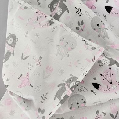Набір натуральних бавовняних пелюшок 3 шт для дівчинки Oh My Kids "Феї" рожевий