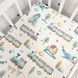 Дитяче простирадло фланель (байка) 140х70 см Oh My Kids &laquo;Паровозики&raquo; блакитний