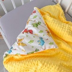 Детское одеяло-плед 100х80 см со съемным утеплителем Oh My Kids &laquo;Разноцветные Динозавры&raquo; желтый