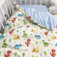 Дитячий підодіяльник 120х90 см для хлопчика Oh My Kids "Динозаврики" ранфорс блакитний