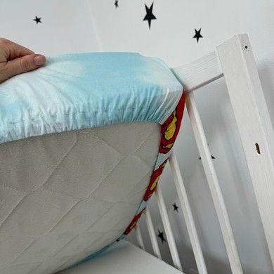 Детская простыня на резинке 120х60 см Oh My Kids "Супермен" ранфорс