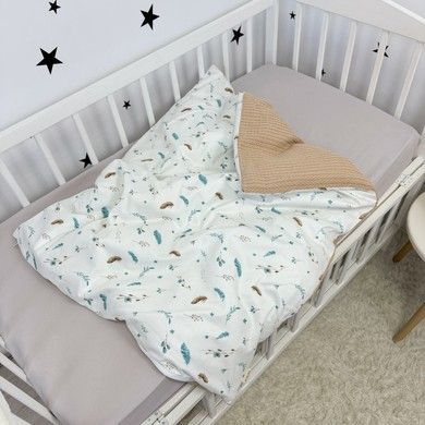 Детский всесезонный плед на молнии Oh My Kids "Листочки" бежевый