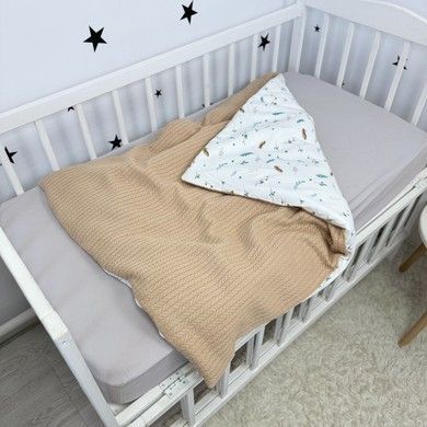 Детский всесезонный плед на молнии Oh My Kids "Листочки" бежевый