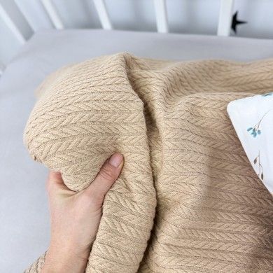 Детский всесезонный плед на молнии Oh My Kids "Листочки" бежевый