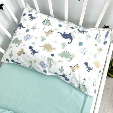 Сатинова постільна білизна в ліжечко 120х60 см Oh My Kids &laquo;Динозаври&raquo;