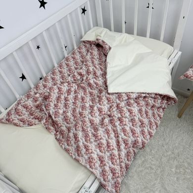Комплект для девочки в кроватку 120х60 см: бортики+постельное белье Oh My Kids "Мишки" пудровый