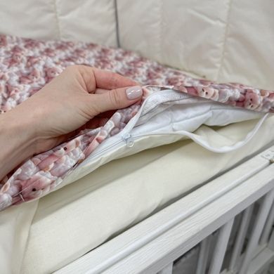 Комплект для девочки в кроватку 120х60 см: бортики+постельное белье Oh My Kids "Мишки" пудровый