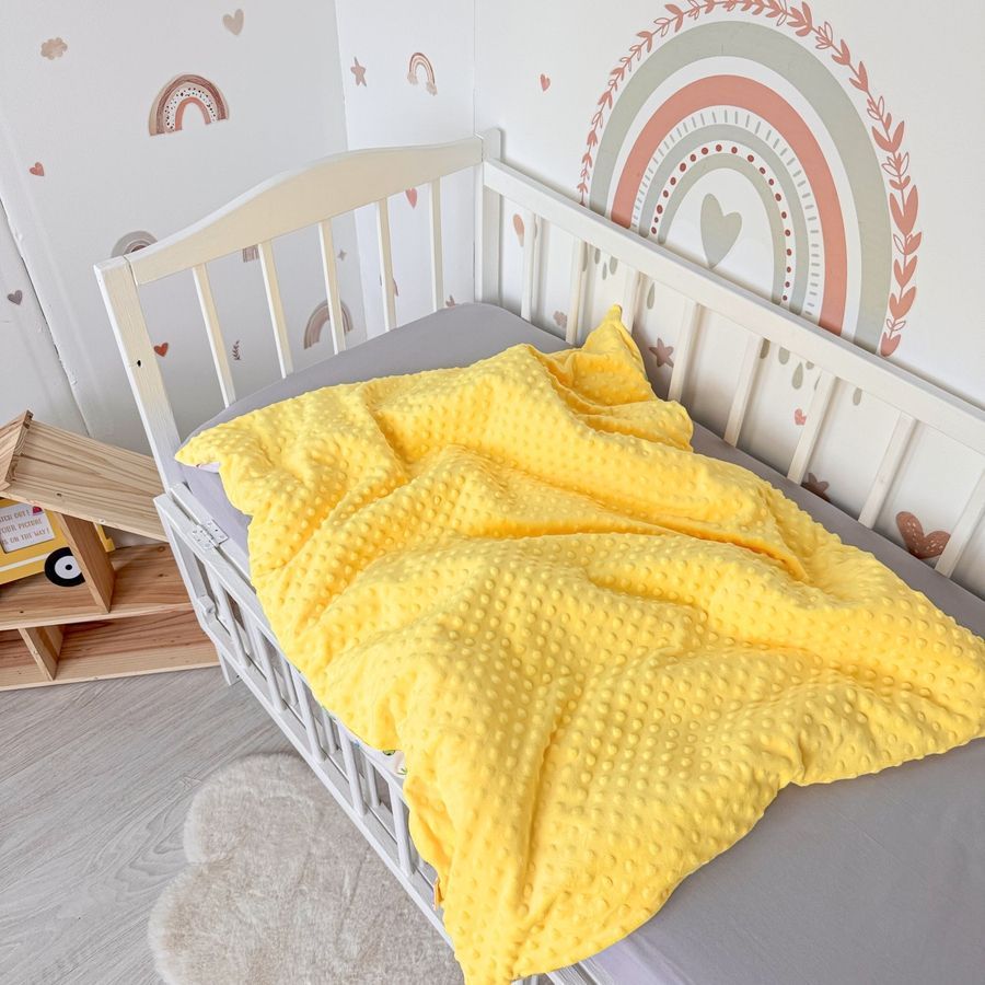 Дитяча ковдра-плед 100х80 см зі зйомним утеплювачем Oh My Kids &laquo;Різнокольорові Динозаври&raquo; жовтий