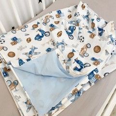 Підковдра дитяча натуральна 205х140 см Oh My Kids "Ретро машинки" блакитний