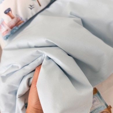 Комплект постільної білизни для ліжка 120х60 см для хлопчика Oh My Kids &laquo;Паровозики&raquo; блакитний