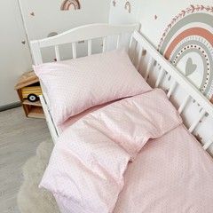 Постільна білизна для дівчинки у ліжко 120х60 см Oh My Kids "Pink Dots" 100% бавовна