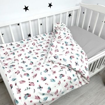 Теплый фланелевый детское пододеяльник 120х90 см Oh My Kids &laquo;Butterflies&raquo; розовый