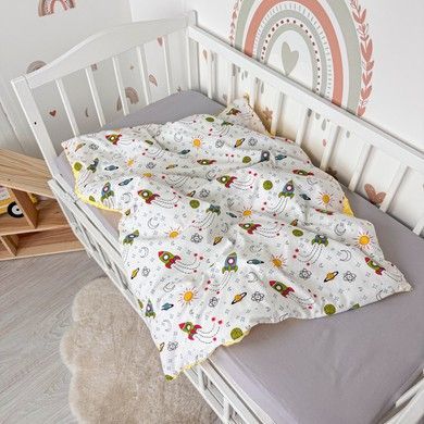 Плед зі зйомним утеплювачем 100х80 см у дитяче ліжечко Oh My Kids &laquo;Ракети&raquo; жовтий