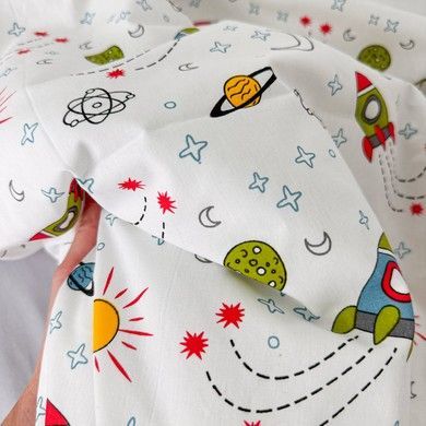 Плед зі зйомним утеплювачем 100х80 см у дитяче ліжечко Oh My Kids &laquo;Ракети&raquo; жовтий